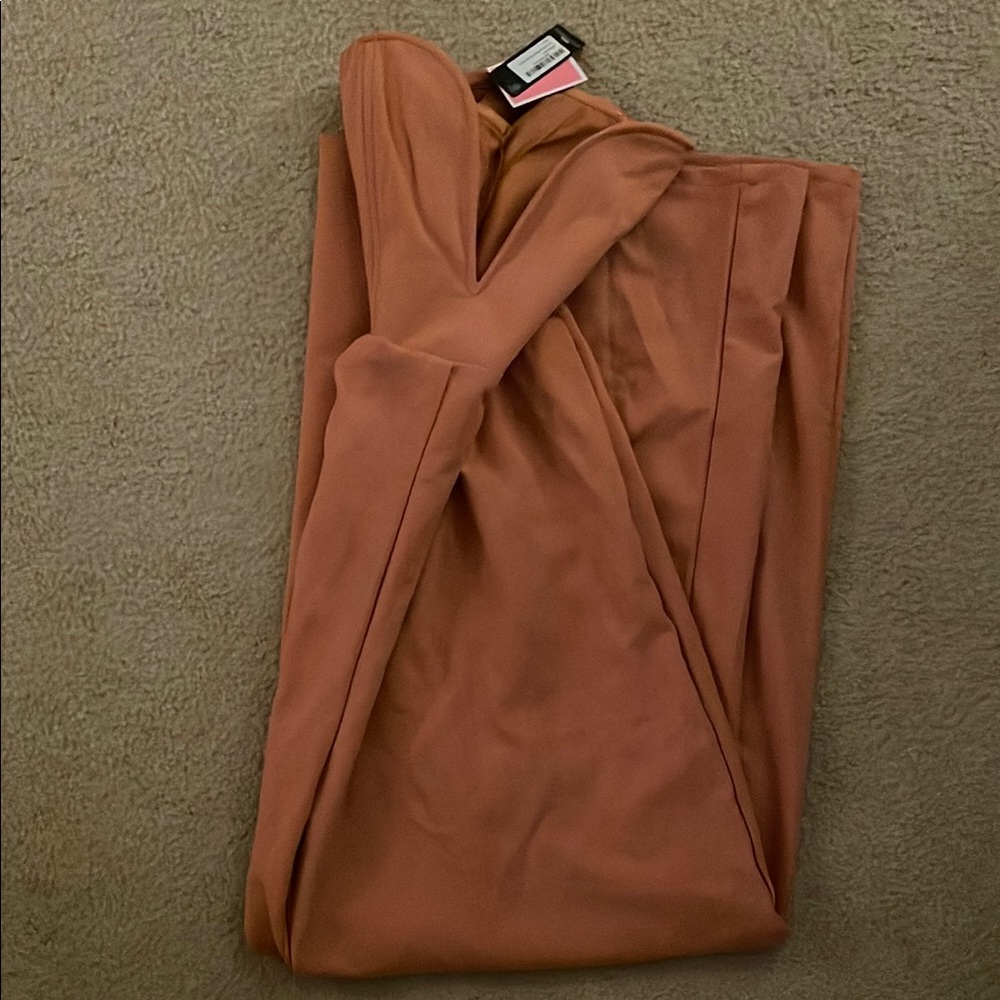 PrettyLittleThing Rust Strapless Wide-Leg Jumpsuit - Picture 4 of 5
